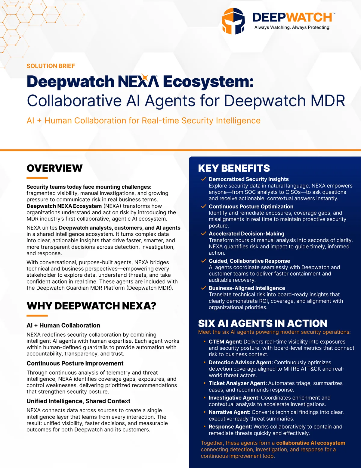 Deepwatch NEXA Ecosystem Solution Brief, a solution brief example from the managed security industry
