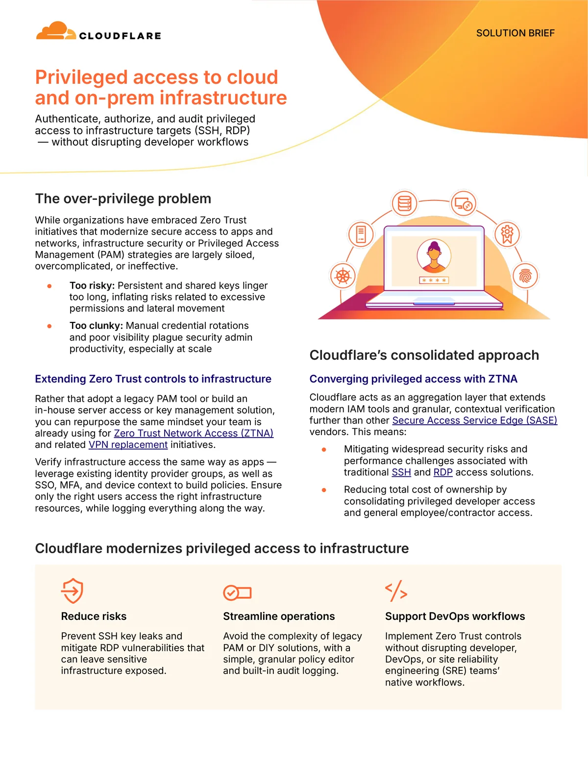 Cloudflare Infrastructure Access Solution Brief, a solution brief example from the network security industry
