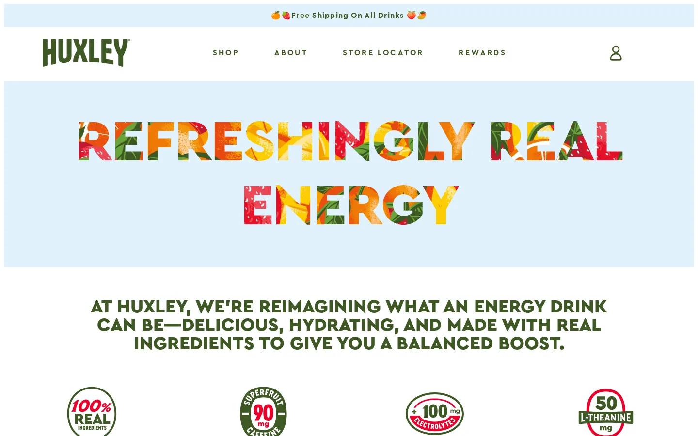 Huxley Energy Drink Sell Sheet, a web sell sheet example from the beverages industry