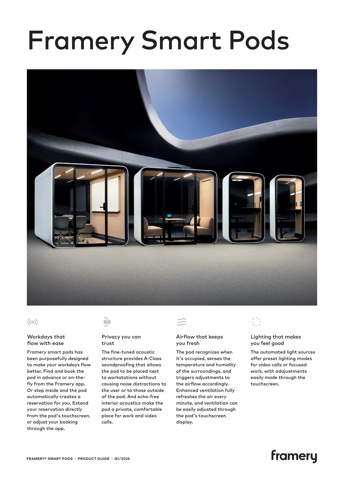 Framery smart pods product family one pager