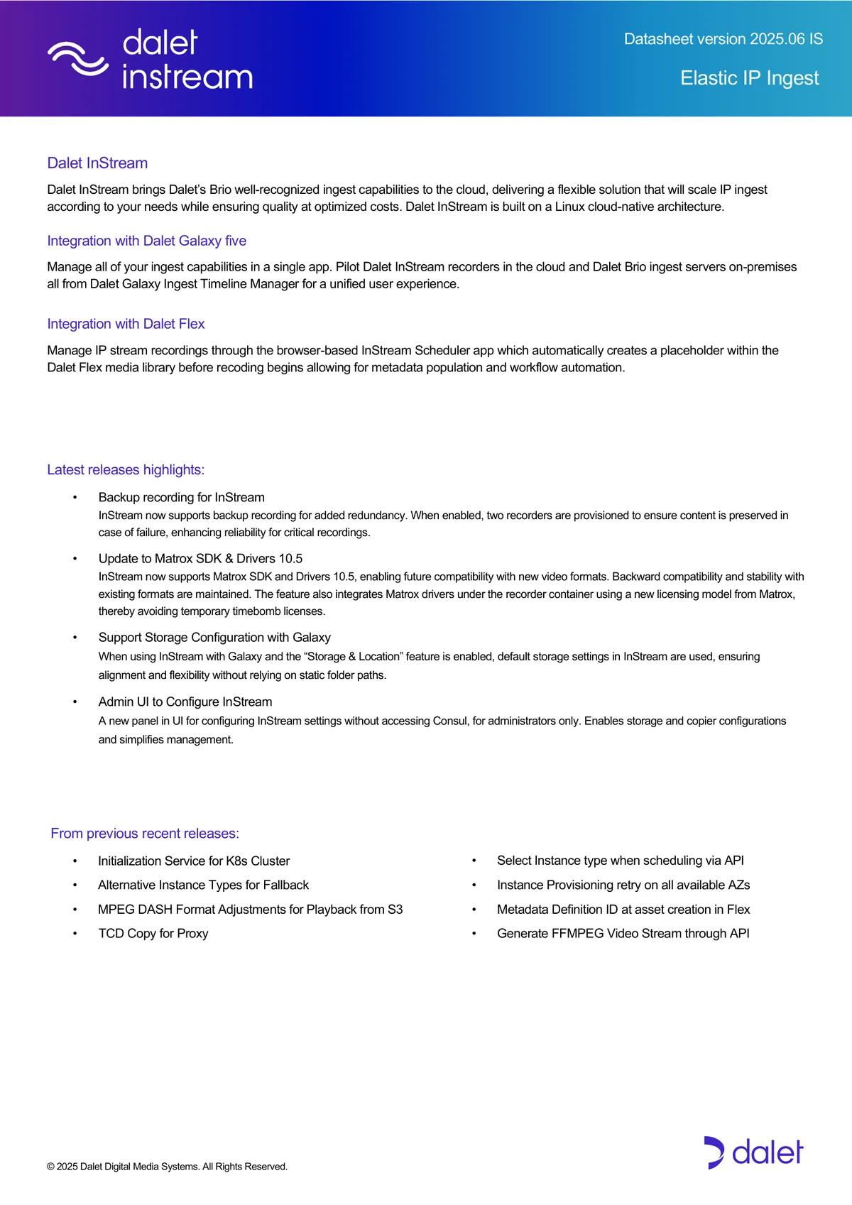 Dalet instream cloud ingest datasheet